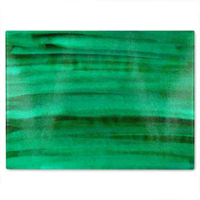 B&Q -  Green Watercolour Strokes Glass Chopping Board