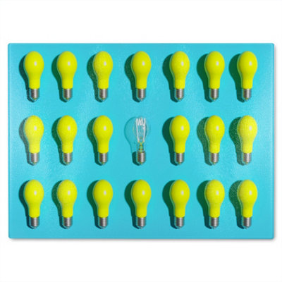 B&Q -  Yellow Bulbs Glass Chopping Board