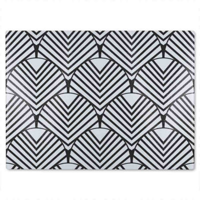 B&Q -  Black Geometric Decoration Glass Chopping Boarddesigner Style