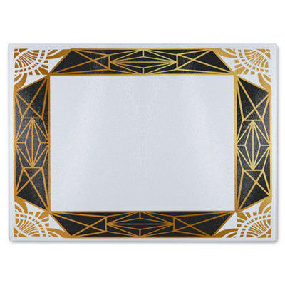 Benjamin Tate Design Art Deco Border Glass Chopping Board from B&Q