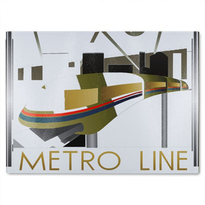 B&Q -  Art Deco Metro Line Glass Chopping Boarddesigner Style