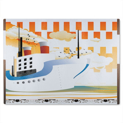 B&Q -  Art Deco Ship Glass Chopping Boarddesigner Style