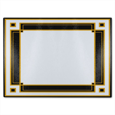 B&Q -  Art Deco Black & Gold Glass Chopping Board