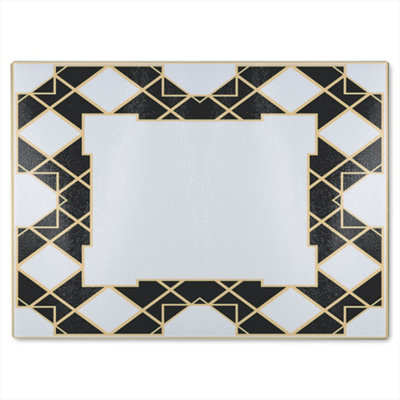 Benjamin Tate Design Art Deco Diamond Border Glass Chopping Boarddesigner Style from B&Q