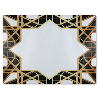 B&Q -  Art Deco Star Border Glass Chopping Board