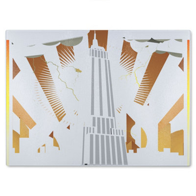 B&Q -  Art Deco Skyscraper Glass Chopping Board