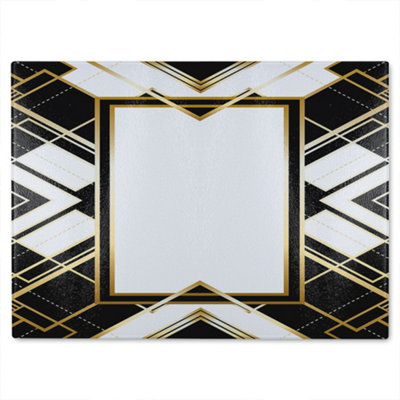 B&Q -  Art Deco Frame Glass Chopping Board