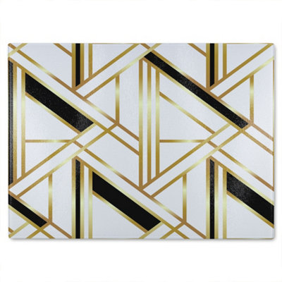 B&Q -  Golden Art Deco Glass Chopping Board