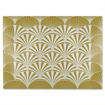 B&Q -  Golden Semi Circles Glass Chopping Boarddesigner Style