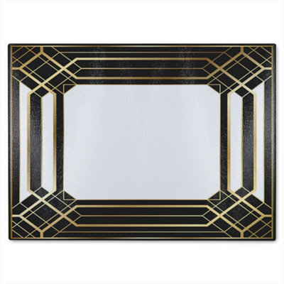 B&Q -  Art Deco Black Frame Glass Chopping Board