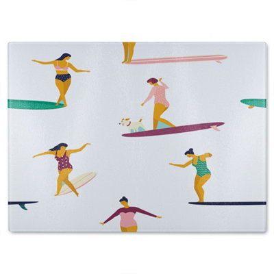 Benjamin Tate Design Female Surfers Glass Chopping Boarddesigner Style from B&Q