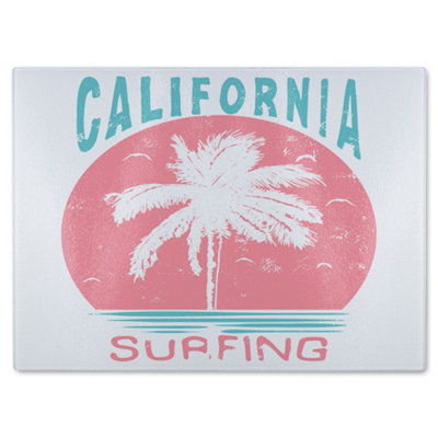 B&Q -  California Surfing Glass Chopping Board