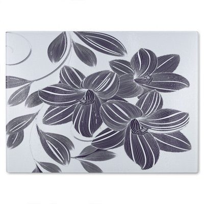 Benjamin Tate Design Orchids Glass Chopping Boarddesigner Style from B&Q