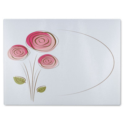 B&Q -  Rose Drawing Glass Chopping Board