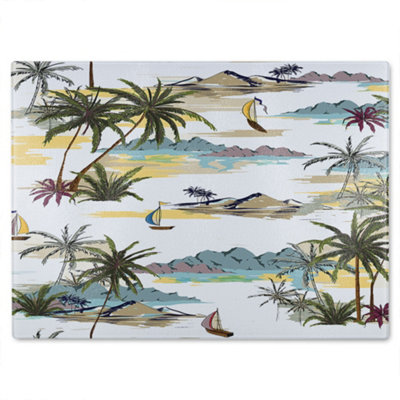 Benjamin Tate Design Palm Trees Glass Chopping Boarddesigner Style from B&Q