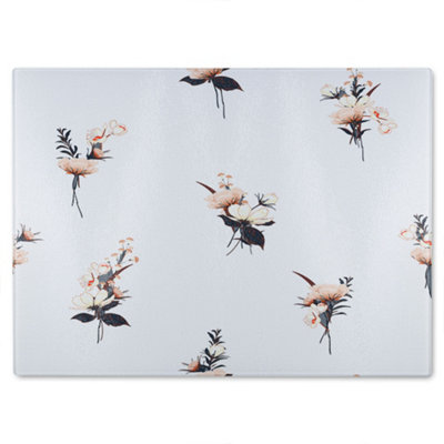 Benjamin Tate Design Flower Bunches Glass Chopping Boarddesigner Style from B&Q
