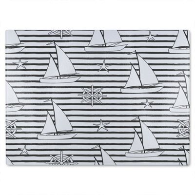 B&Q -  Sailboats Glass Chopping Board