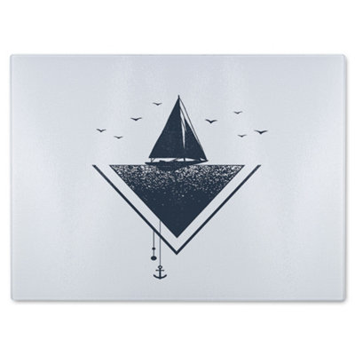 Benjamin Tate Design Sailboat At Sea Glass Chopping Board