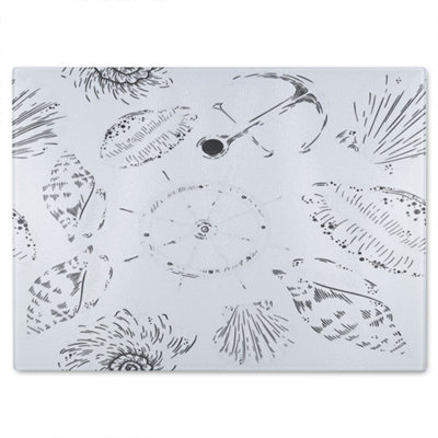 Benjamin Tate Design Drawn Nautical Elements Glass Chopping Boarddesigner Style from B&Q