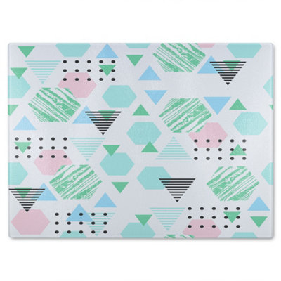 B&Q -  Geometric Shapes Glass Chopping Board