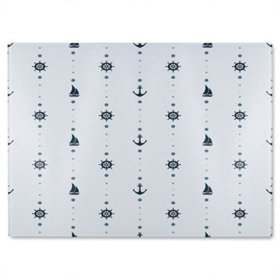 B&Q -  Anchor Wheel Sailboat Glass Chopping Board