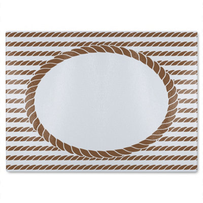 B&Q -  Rope Border Glass Chopping Board