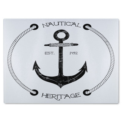 Benjamin Tate Design Nautical Anchor Glass Chopping Boarddesigner Style from B&Q