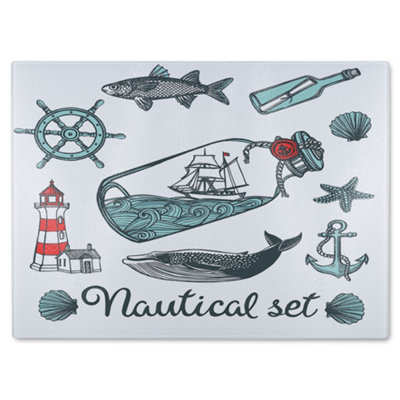 Benjamin Tate Design Nauticle Items Glass Chopping Board from B&Q