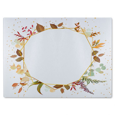 B&Q -  Autumn Flowers Glass Chopping Board