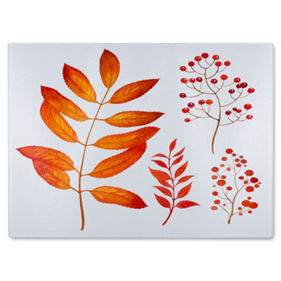 Benjamin Tate Design Orange Autumn Leaves Glass Chopping Boarddesigner Style from B&Q