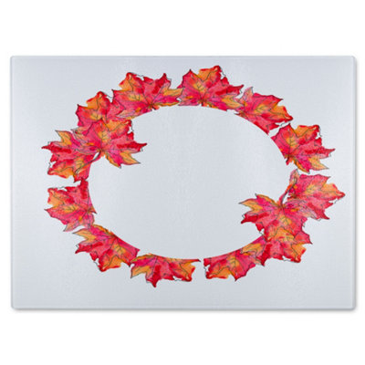 Benjamin Tate Design Autumn Reath Glass Chopping Boarddesigner Style