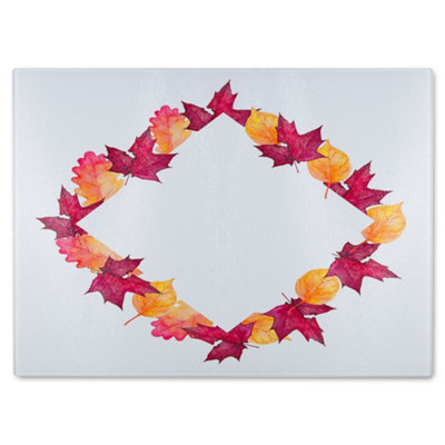 B&Q -  Diamond Autumn Reath Glass Chopping Boarddesigner Style