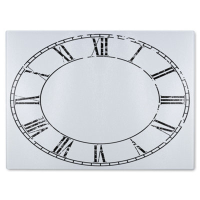 B&Q -  Roman Numeral Clock Glass Chopping Boarddesigner Style