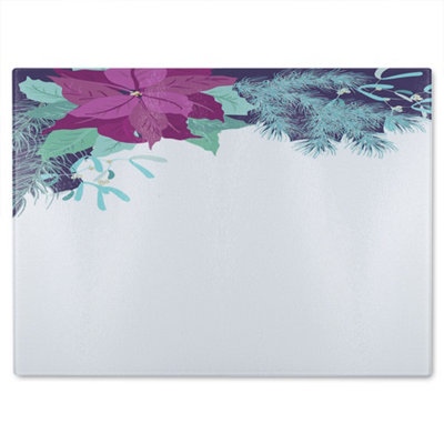Benjamin Tate Design & Flowers Glass Chopping Board Purple/Blue