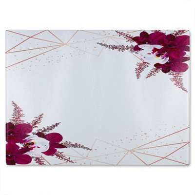 Benjamin Tate Design Geometrics & Flowers Glass Chopping Boarddesigner Style from B&Q