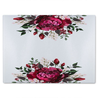 B&Q -  Open Roses Glass Chopping Boarddesigner Style