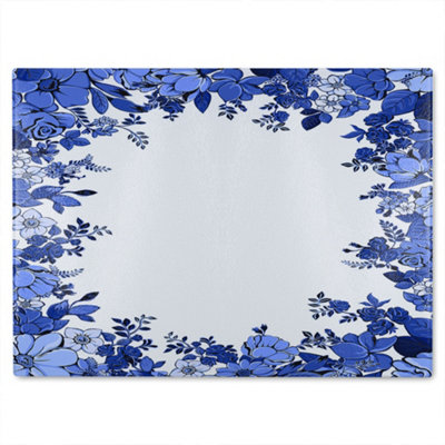 Benjamin Tate Design Winter Floral Frame Glass Chopping Board