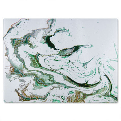 B&Q -  Gold & Green Marble Glass Chopping Boarddesigner Style