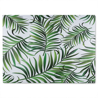 Benjamin Tate Design Palm Leaves Glass Chopping Boarddesigner Style from B&Q