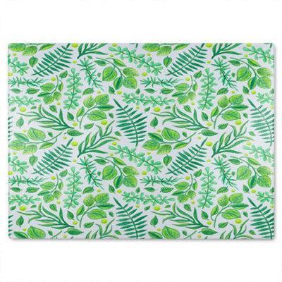 B&Q -  Mixed Green Leaves Glass Chopping Board