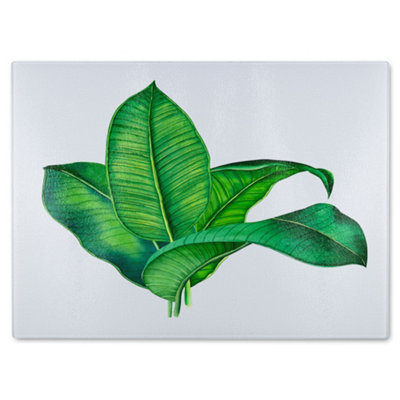 Benjamin Tate Design Bunched Leaves Glass Chopping Boarddesigner Style from B&Q