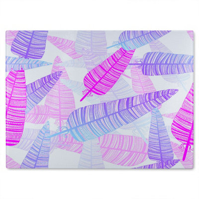 B&Q -  Purple Feathers Glass Chopping Board