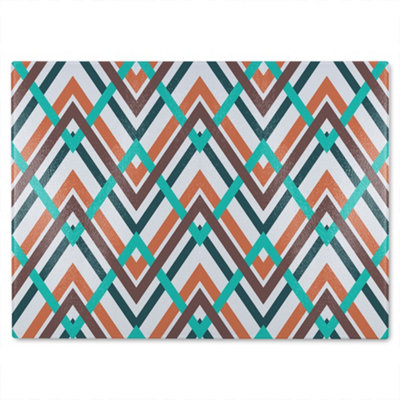 Benjamin Tate Design Coloured Geometric Zig Zag Glass Chopping Boarddesigner Style from B&Q