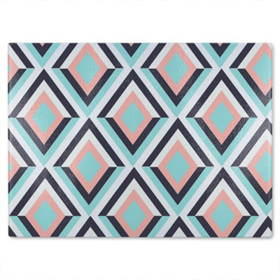 Benjamin Tate Design Geometric Pattern Glass Chopping Boarddesigner Style from B&Q
