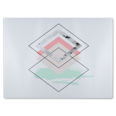Benjamin Tate Design Geometric Overlays Glass Chopping Board from B&Q