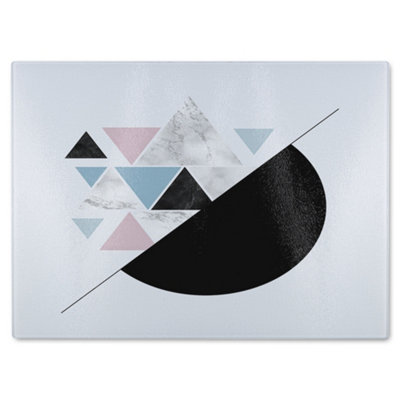 B&Q -  Triangles & Semi Circle Pattern Glass Chopping Boarddesigner Style