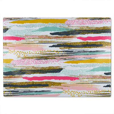 B&Q -  Coloured Stripes & Spots Glass Chopping Board