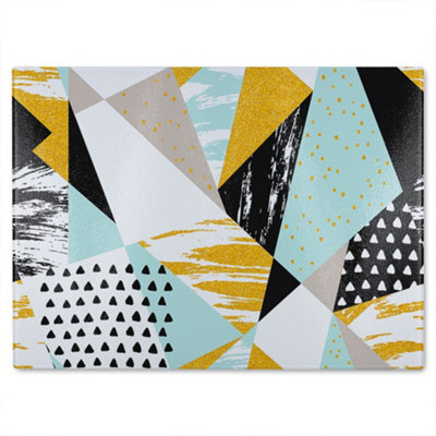 B&Q -  Geometric Shapes & Brush Strokes Glass Chopping Board