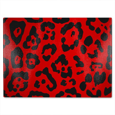 B&Q -  Red Leopard Print Glass Chopping Boarddesigner Style
