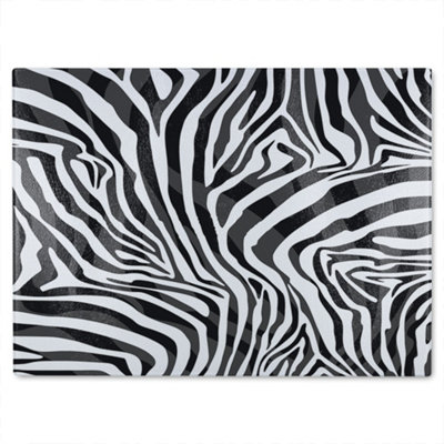 Benjamin Tate Design Zebra Animal Print Glass Chopping Board